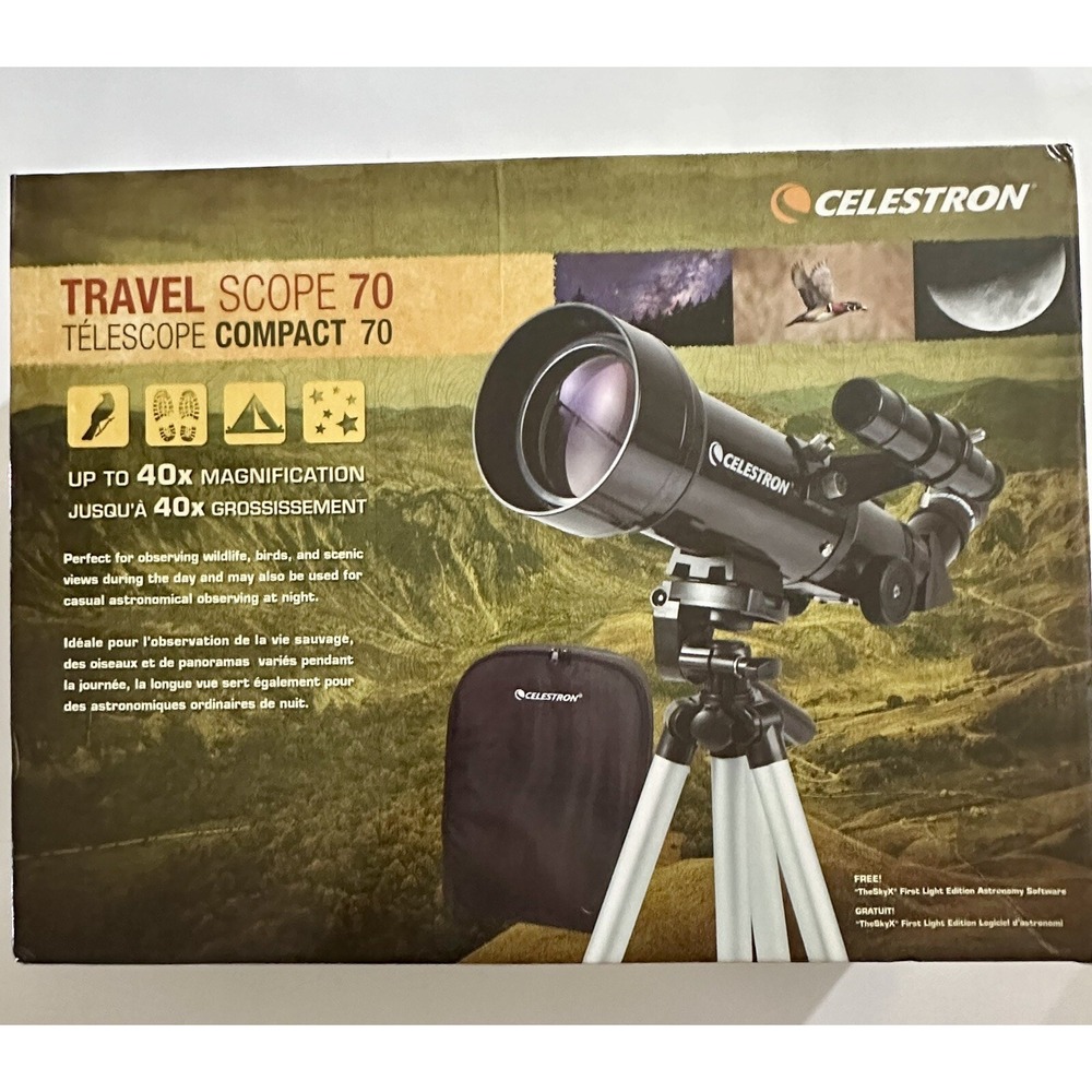 Celestron Travel Scope 70  Portable Refractor Telescope Fully-Coated Glass Optic
